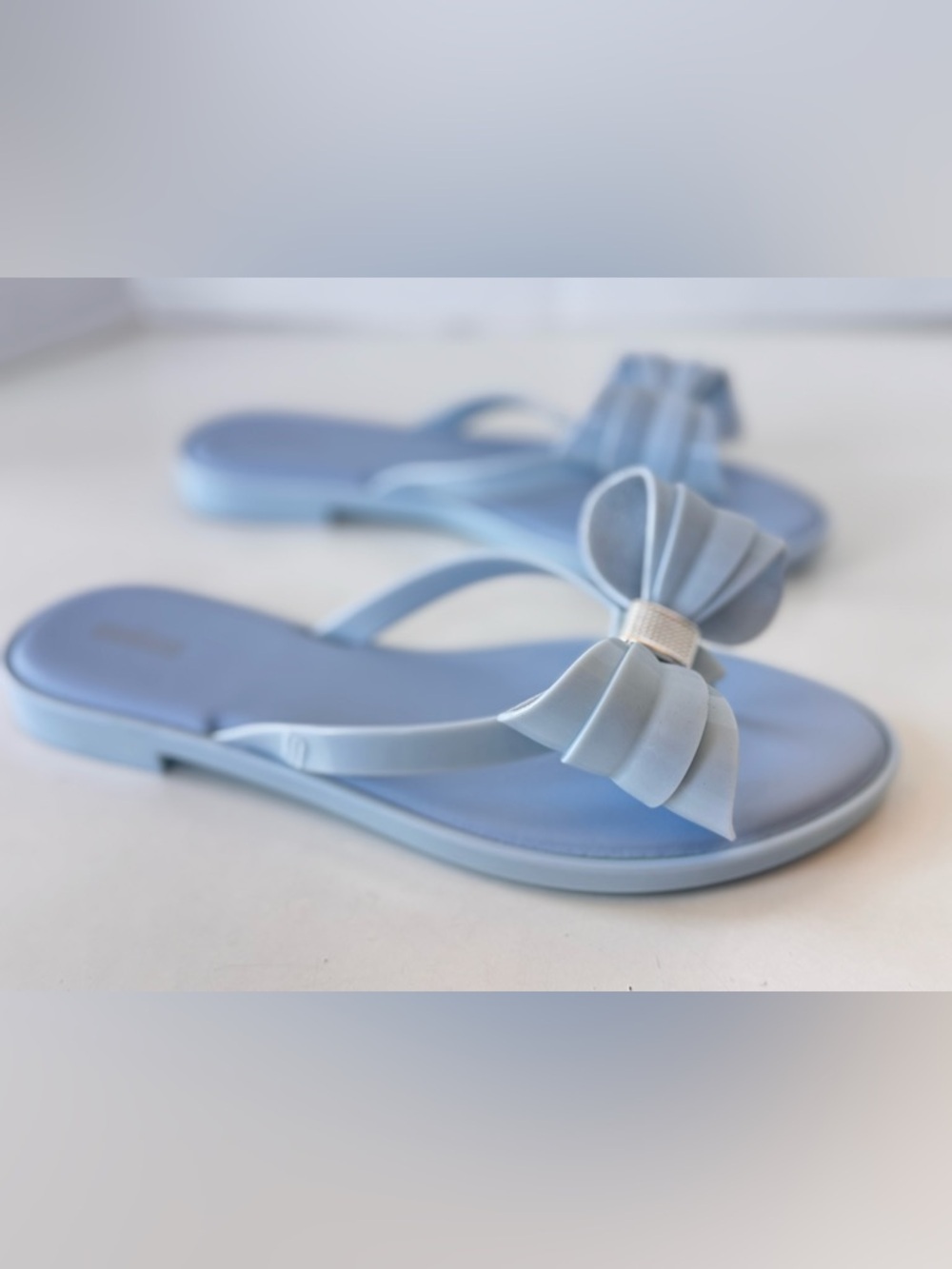 MELISSA Slim Flip Flop blue glitter sandals shoes women’s size 8